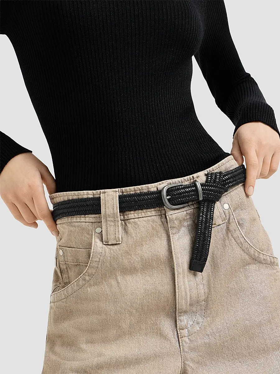 Brunello Cucinelli Women's Stretch Braided Leather Belt | Thumbnail 3 Brunello Cucinelli Women's Stretch Braided Leather Belt | Thumbnail 3