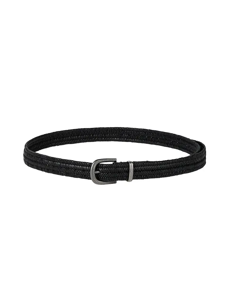 Brunello Cucinelli Women's Stretch Braided Leather Belt - Black | Image 1 Brunello Cucinelli Women's Stretch Braided Leather Belt - Black | Image 1