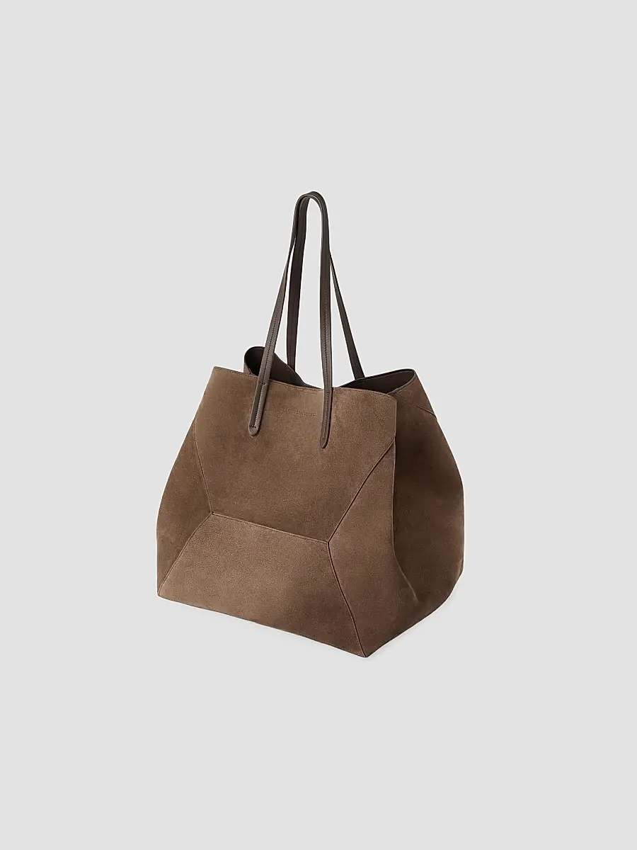 Brunello Cucinelli Women's Duo Large Tote Bag in Suede - Bark | Thumbnail 4 Brunello Cucinelli Women's Duo Large Tote Bag in Suede - Bark | Thumbnail 4