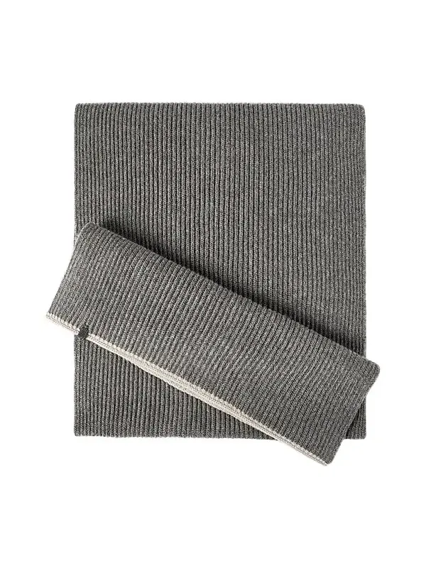 Brunello Cucinelli Women's Cashmere English Rib Knit Scarf with Monili - Lead