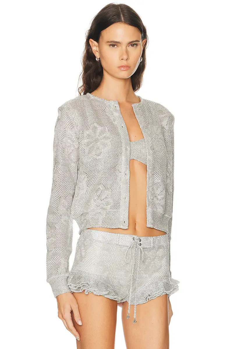 SIEDRÉS Poli Metallic Knit Cardigan | Thumbnail 3
