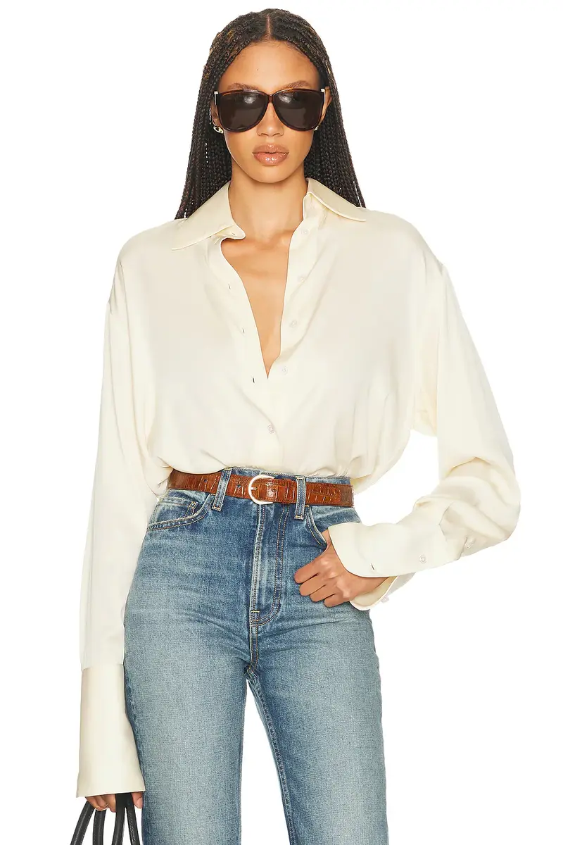 Helsa The Relaxed Silk Shirt | Image 1 Helsa The Relaxed Silk Shirt | Image 1