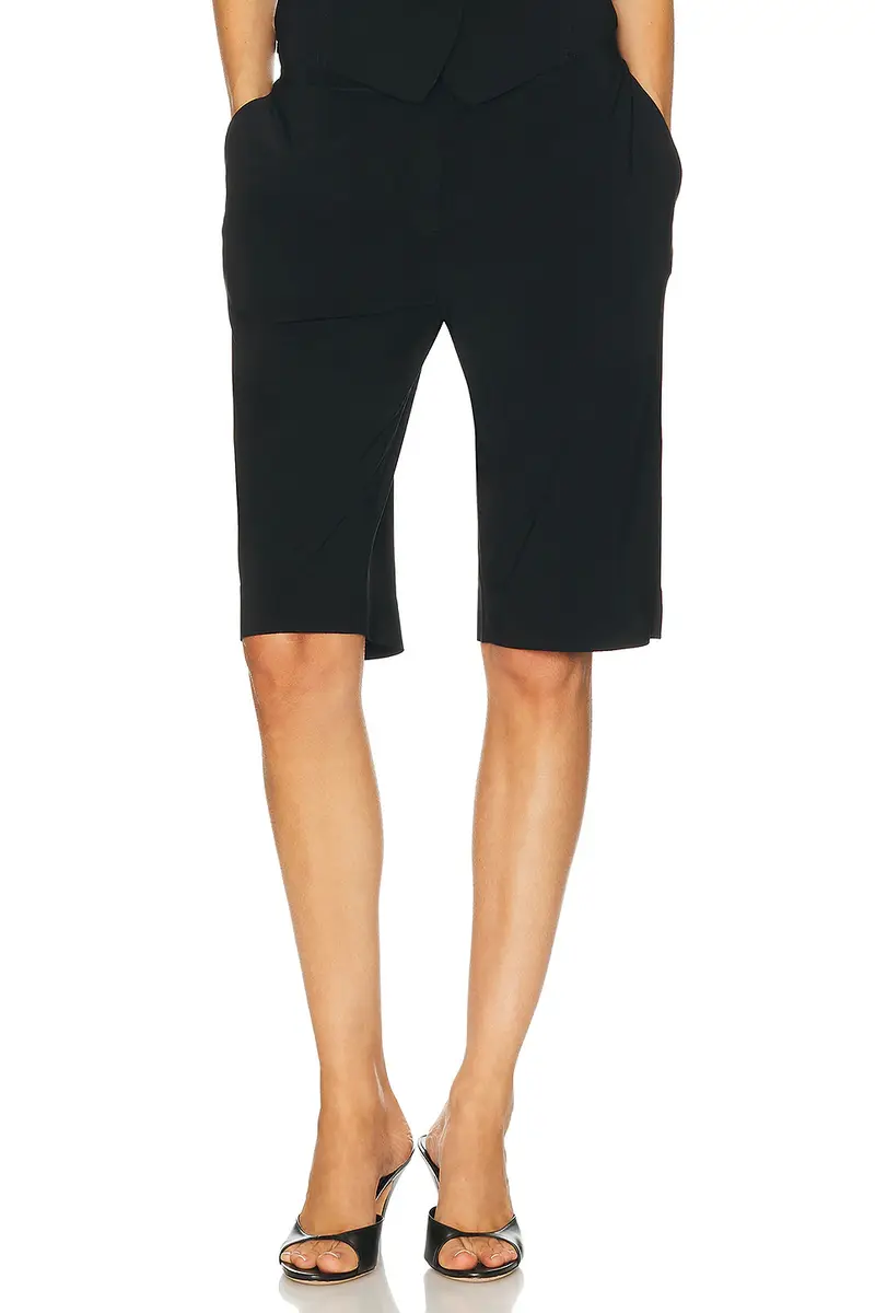 Norma Kamali Flat Front Bermuda Short | Image 1 Norma Kamali Flat Front Bermuda Short | Image 1