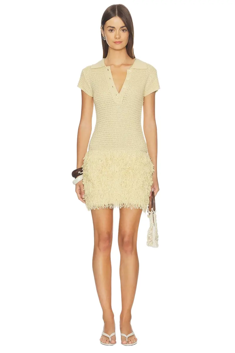 Meradeth Crochet Fringe Mini Dress Meradeth Crochet Fringe Mini Dress
