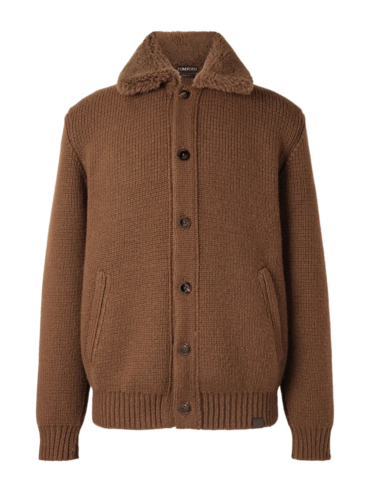 Bouclé-Trimmed Ribbed Cashmere Cardigan - Men