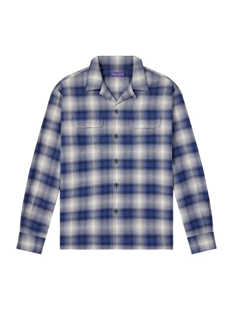 Ralph Lauren Purple Label Checked Cotton and Cashmere-Blend Shirt - Men | Image 1 Ralph Lauren Purple Label Checked Cotton and Cashmere-Blend Shirt - Men | Image 1