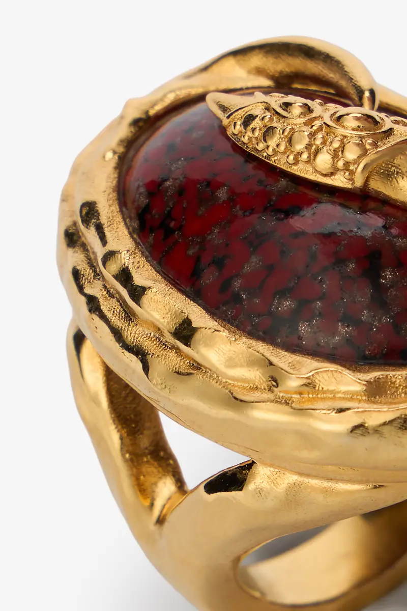 Roberto Cavalli Golden Cocktail Ring With Ruby Stone | Thumbnail 5