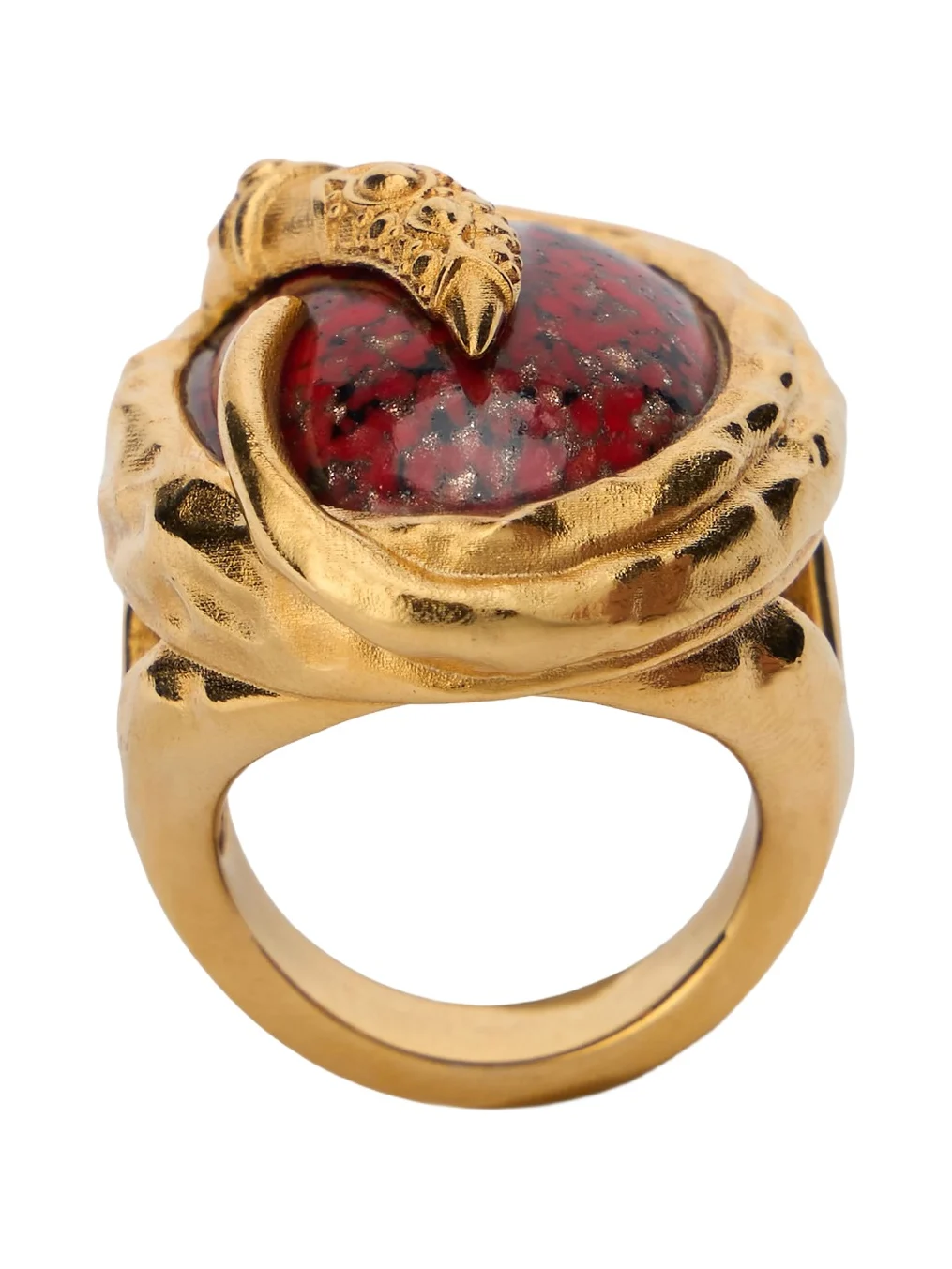 Roberto Cavalli Golden Cocktail Ring With Ruby Stone