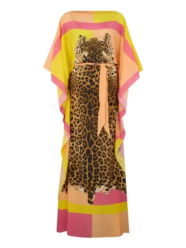 Silk Kaftan with Cavalli Pop Print Silk Kaftan with Cavalli Pop Print