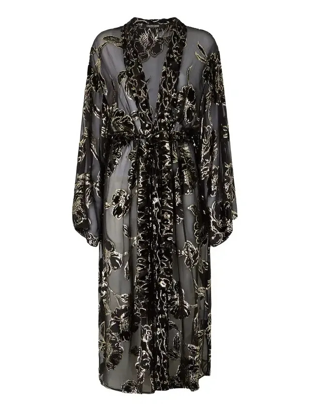 Roberto Cavalli See-Through Robe With Floral Pattern