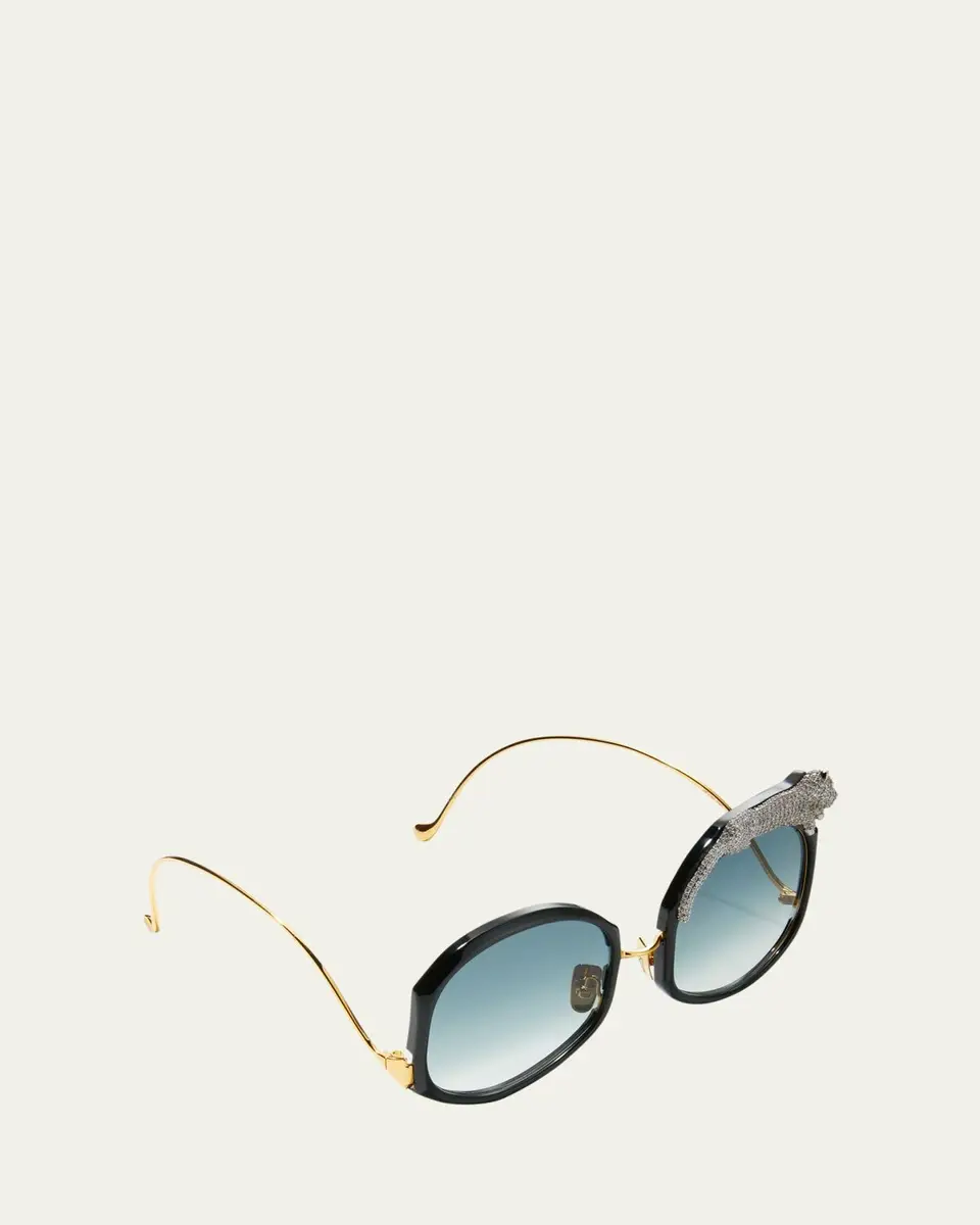 Anna-Karin Karlsson Rose Et Le Reve Leopard Round Acetate Sunglasses | Thumbnail 3 Anna-Karin Karlsson Rose Et Le Reve Leopard Round Acetate Sunglasses | Thumbnail 3