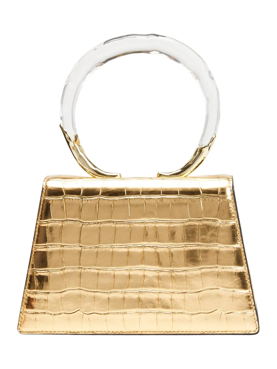 Lucite Quad Croc-Embossed Top-Handle Bag