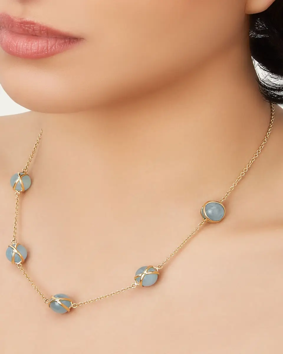 L. Klein 18k Gold Prisma Aquamarine Chain Necklace | Thumbnail 2