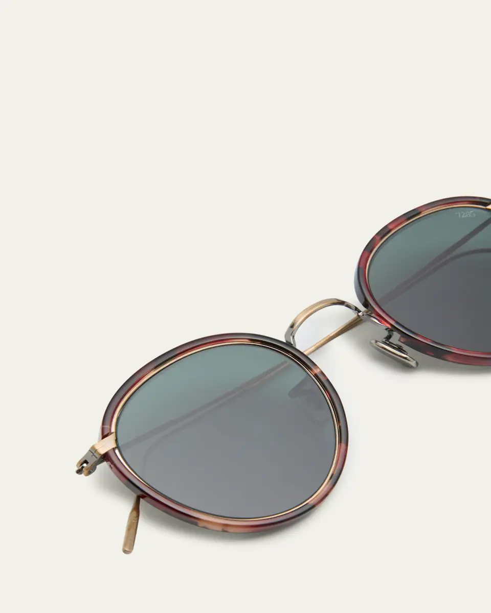 Eyevan Men's 717E Round Acetate-Wrapped Metal Sunglasses | Thumbnail 9