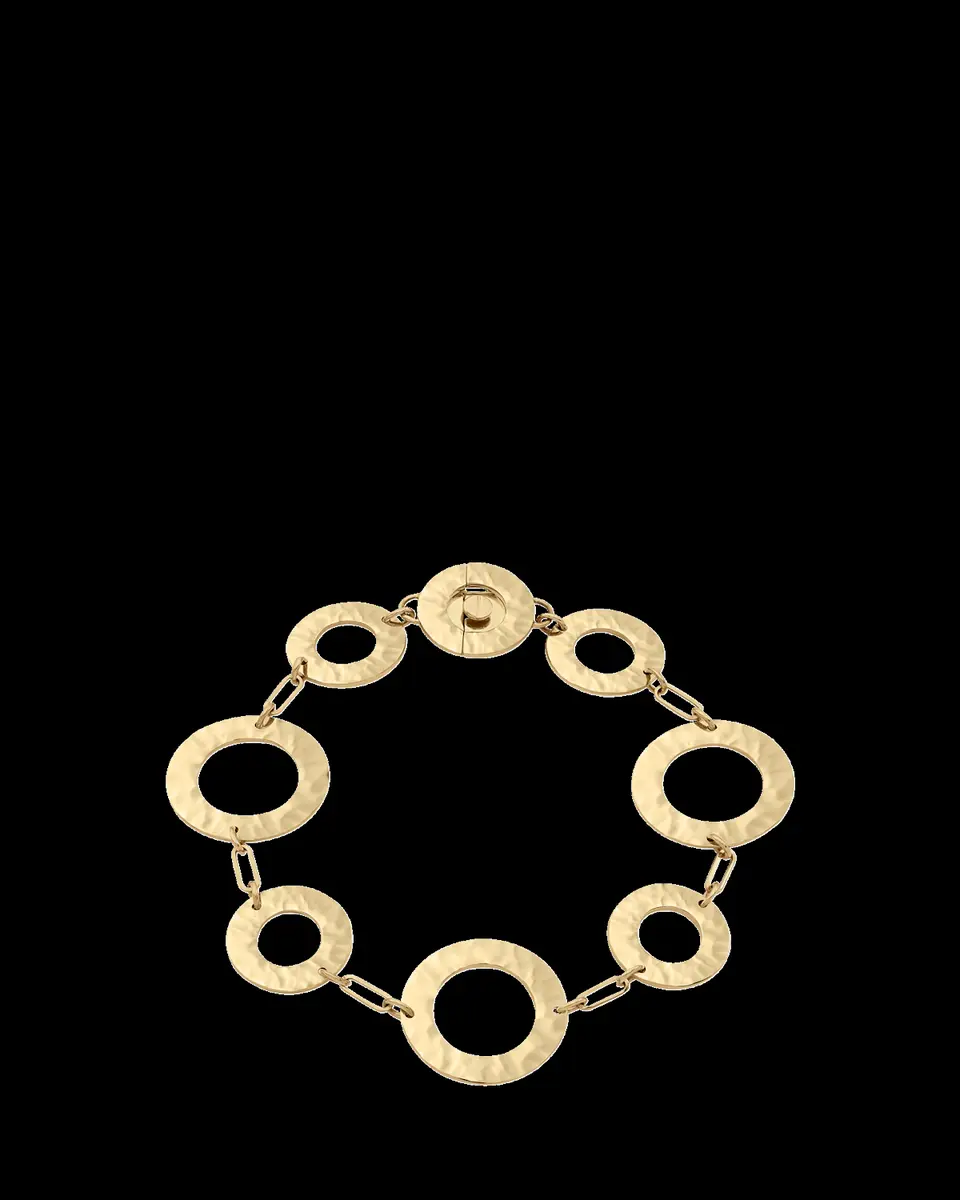L. Klein Como 18K Yellow Gold Hammered Link Bracelet, 7.5"L | Thumbnail 2