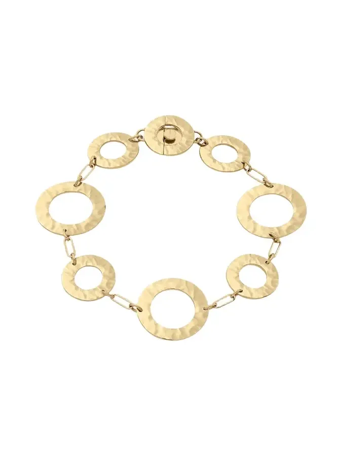 Como 18K Yellow Gold Hammered Link Bracelet, 7.5"L
