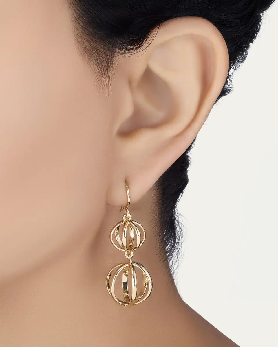 L. Klein Prisma 18K Yellow Gold Double Cage Drop Earrings | Thumbnail 2