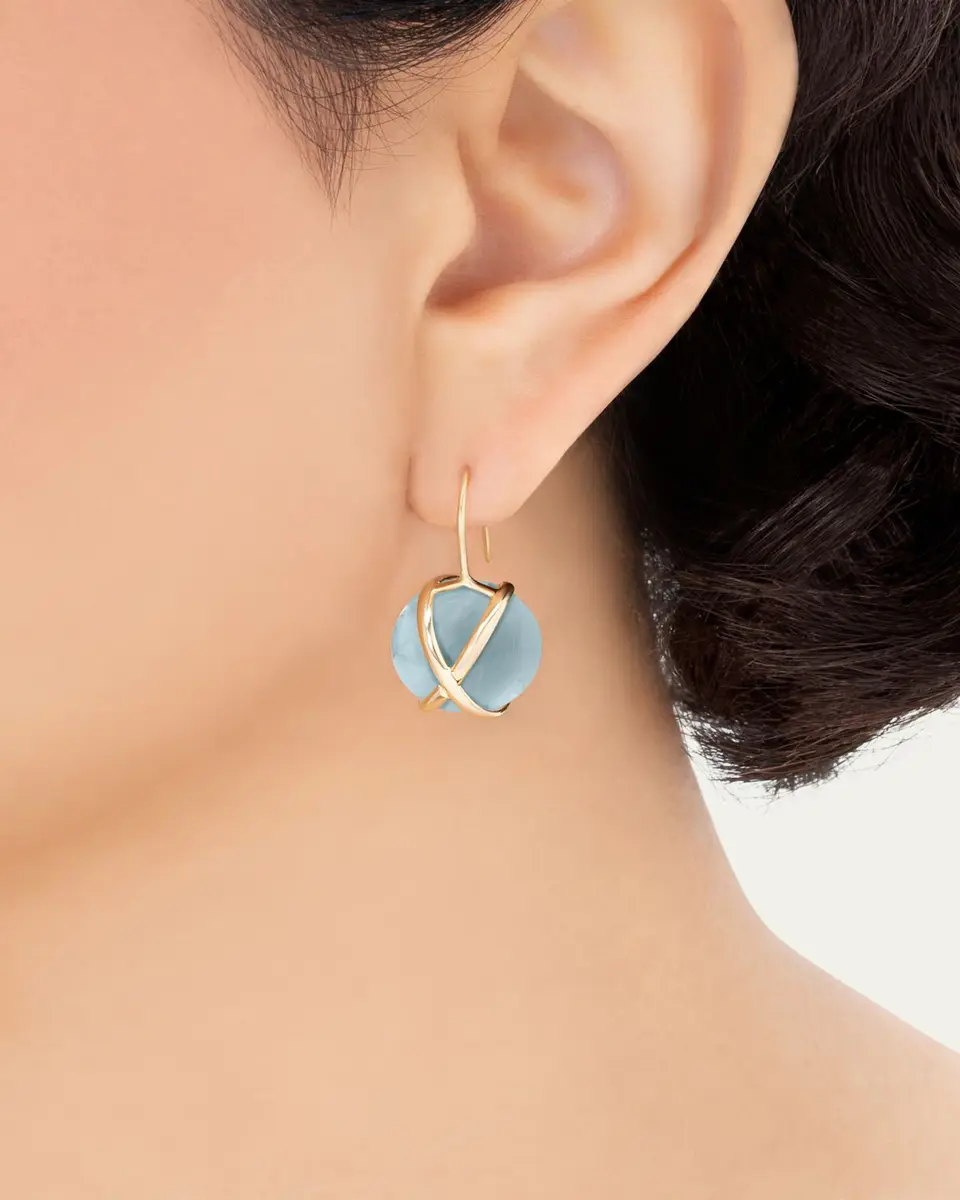 L. Klein Prisma 18K Yellow Gold Aquamarine Drop Earrings | Thumbnail 2