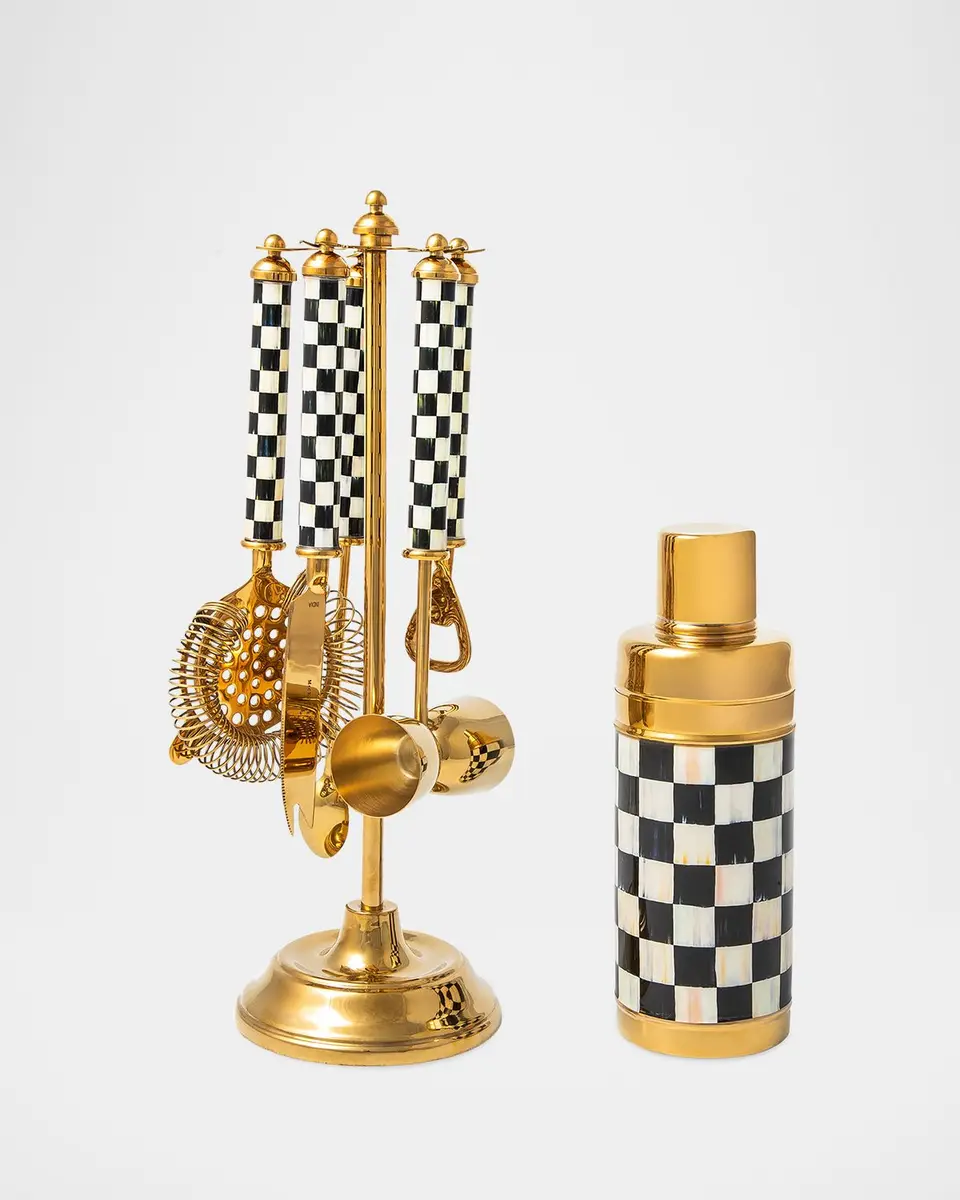 MacKenzie-Childs Courtly Check 3260 Gold Cocktail Shaker | Thumbnail 3 MacKenzie-Childs Courtly Check 3260 Gold Cocktail Shaker | Thumbnail 3