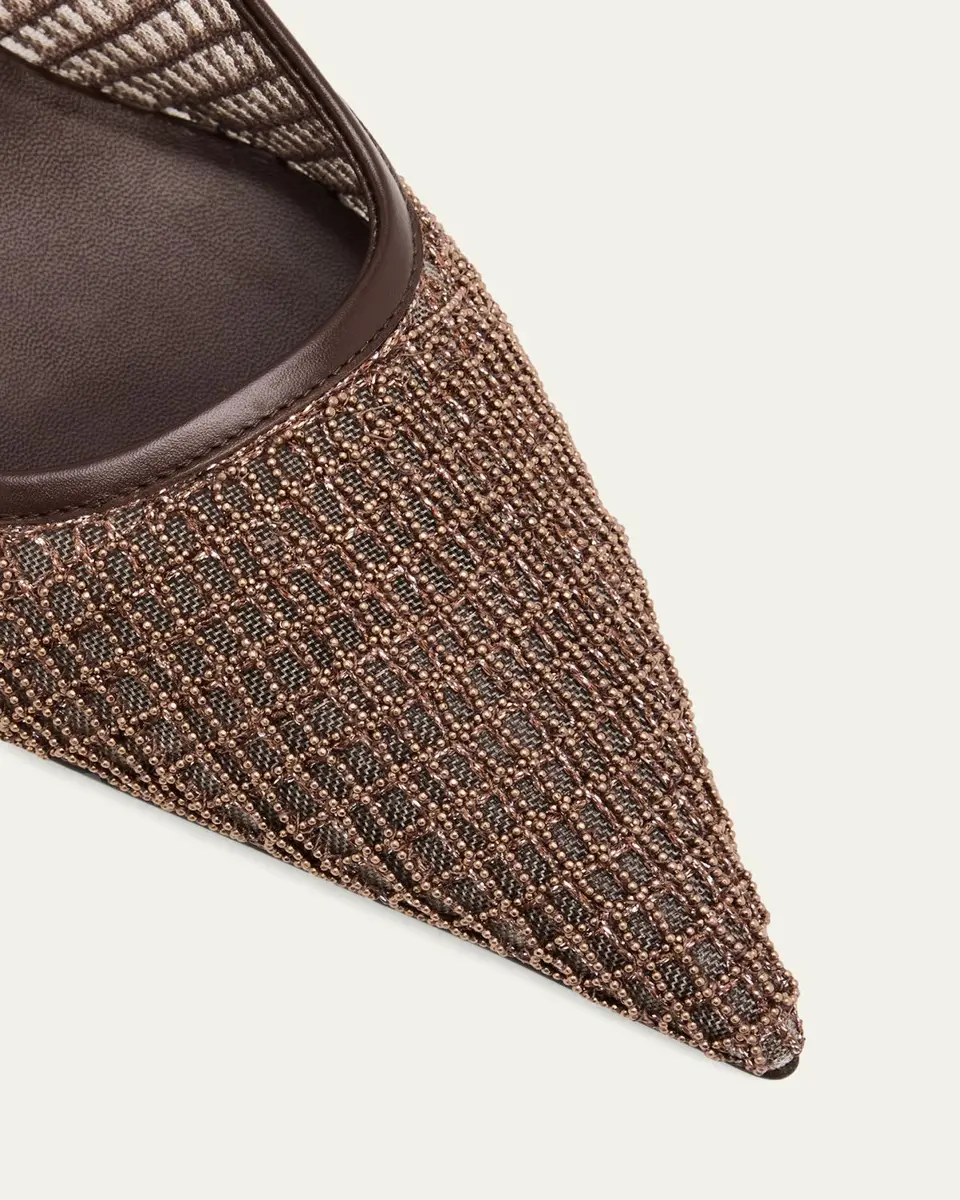 Brunello Cucinelli 55mm Monili Suede-Trimmed Slingback Pumps | Thumbnail 3