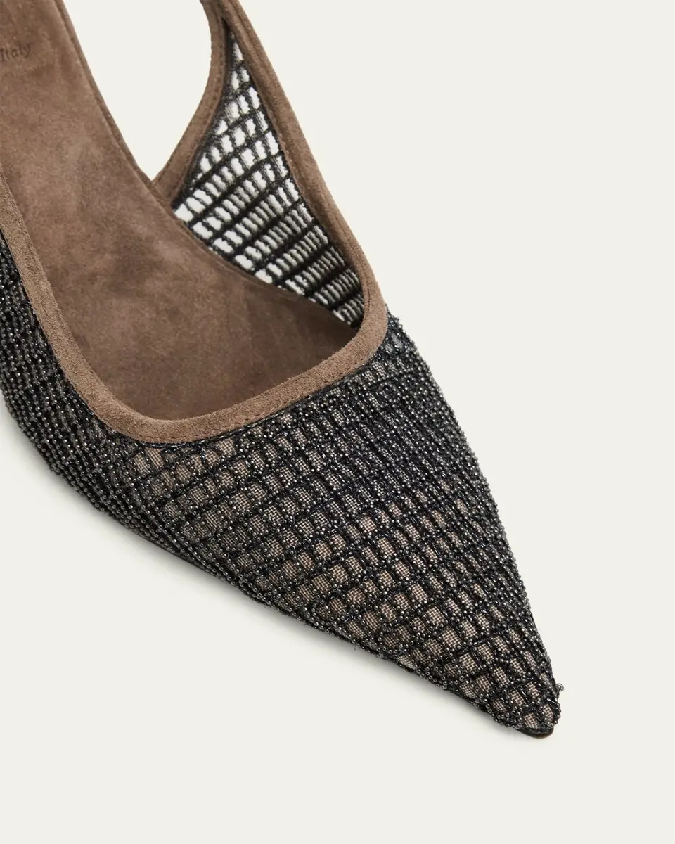 Brunello Cucinelli 55mm Monili Suede-Trimmed Slingback Pumps | Thumbnail 7