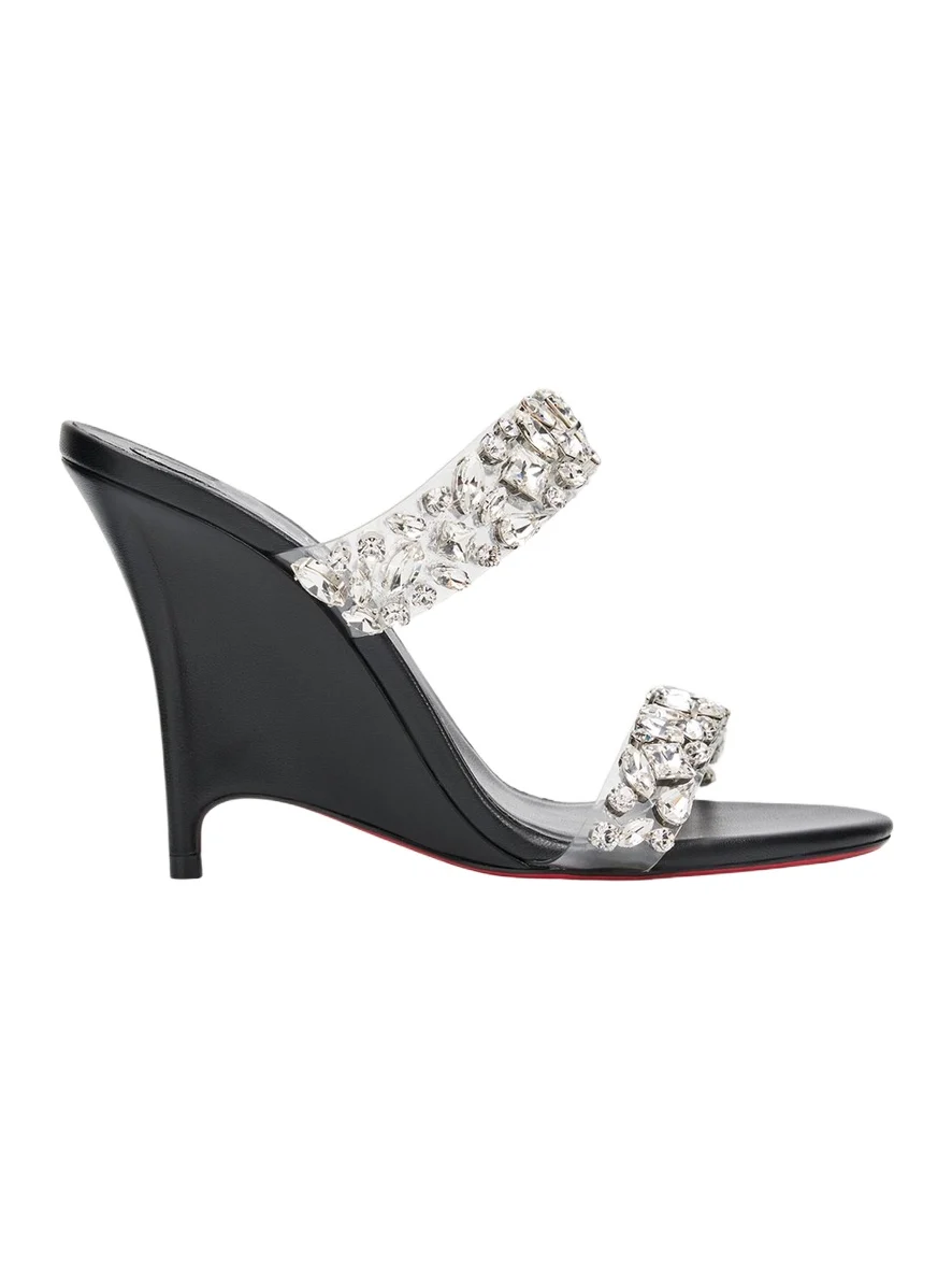 100mm Solo Zee Embellished Leather Wedge Sandals