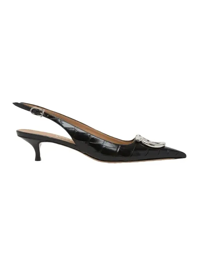 40mm Sara Croc-Embossed Leather Slingback Pumps 40mm Sara Croc-Embossed Leather Slingback Pumps