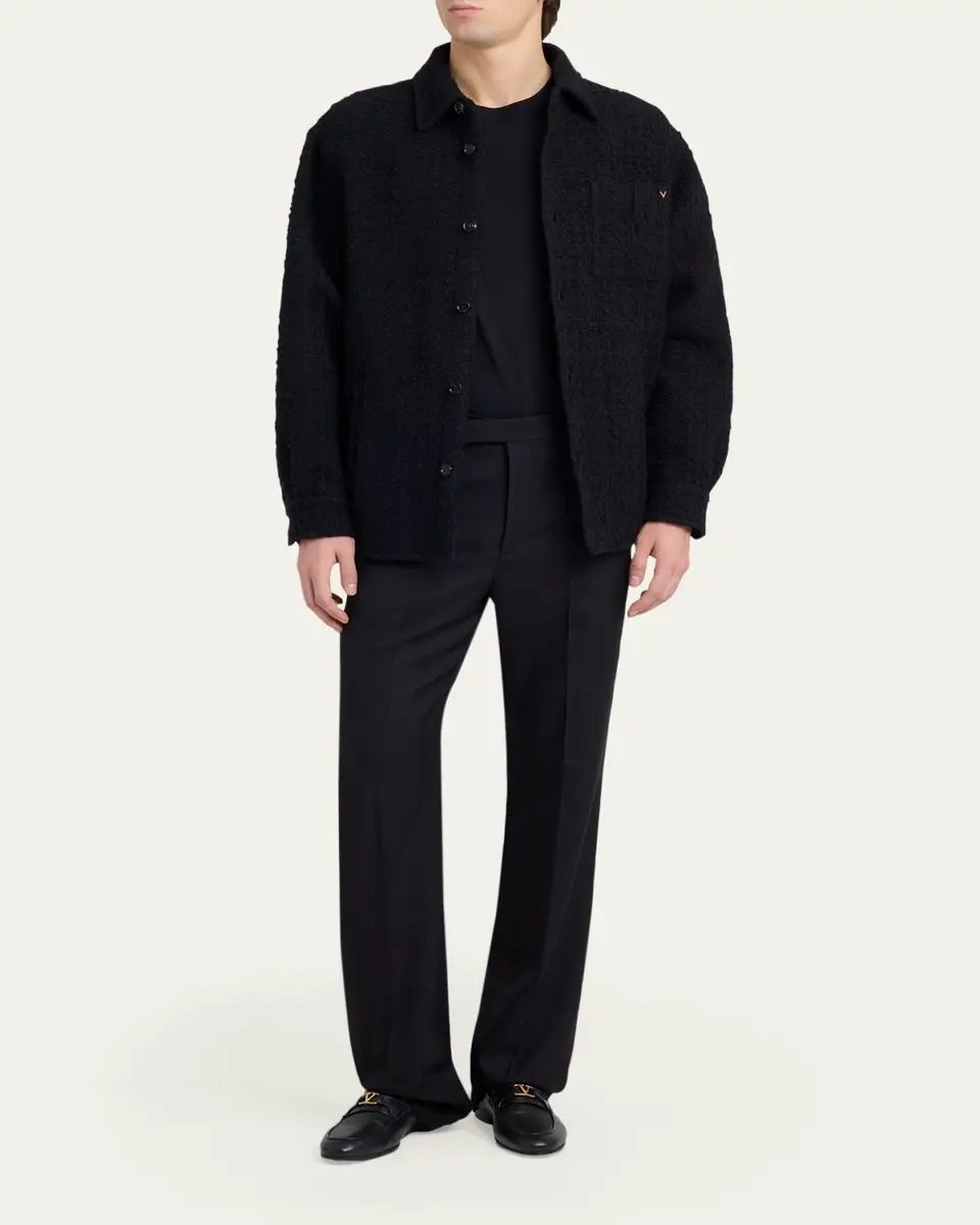 Valentino Garavani Men's Cotton Boucle Tweed Overshirt | Thumbnail 2