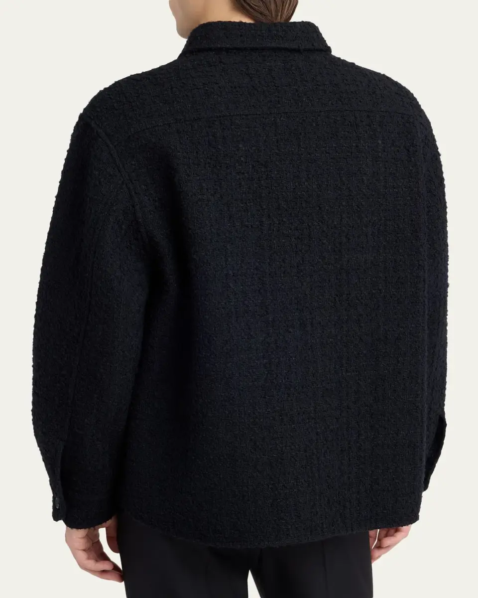 Valentino Garavani Men's Cotton Boucle Tweed Overshirt | Thumbnail 3
