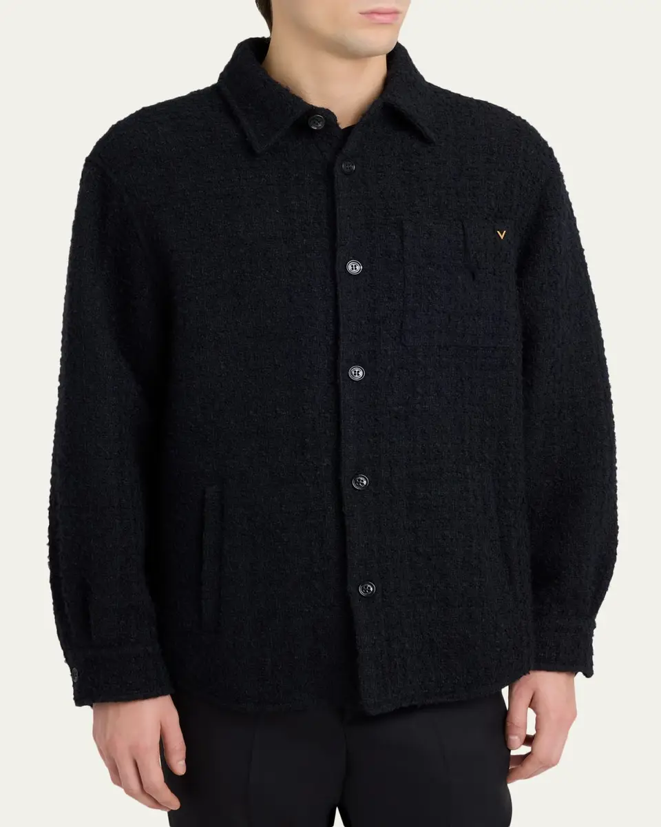 Valentino Garavani Men's Cotton Boucle Tweed Overshirt | Thumbnail 4