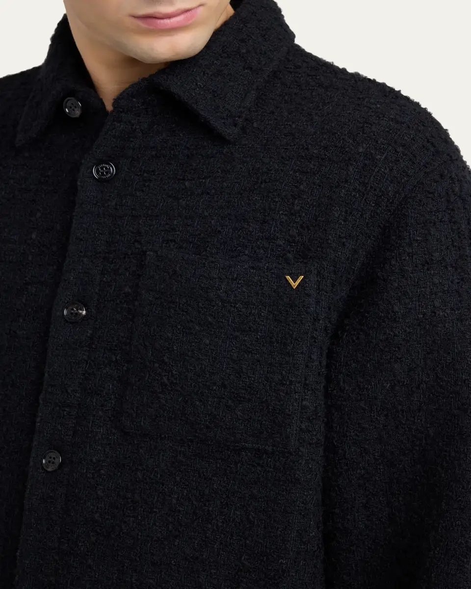 Valentino Garavani Men's Cotton Boucle Tweed Overshirt | Thumbnail 5