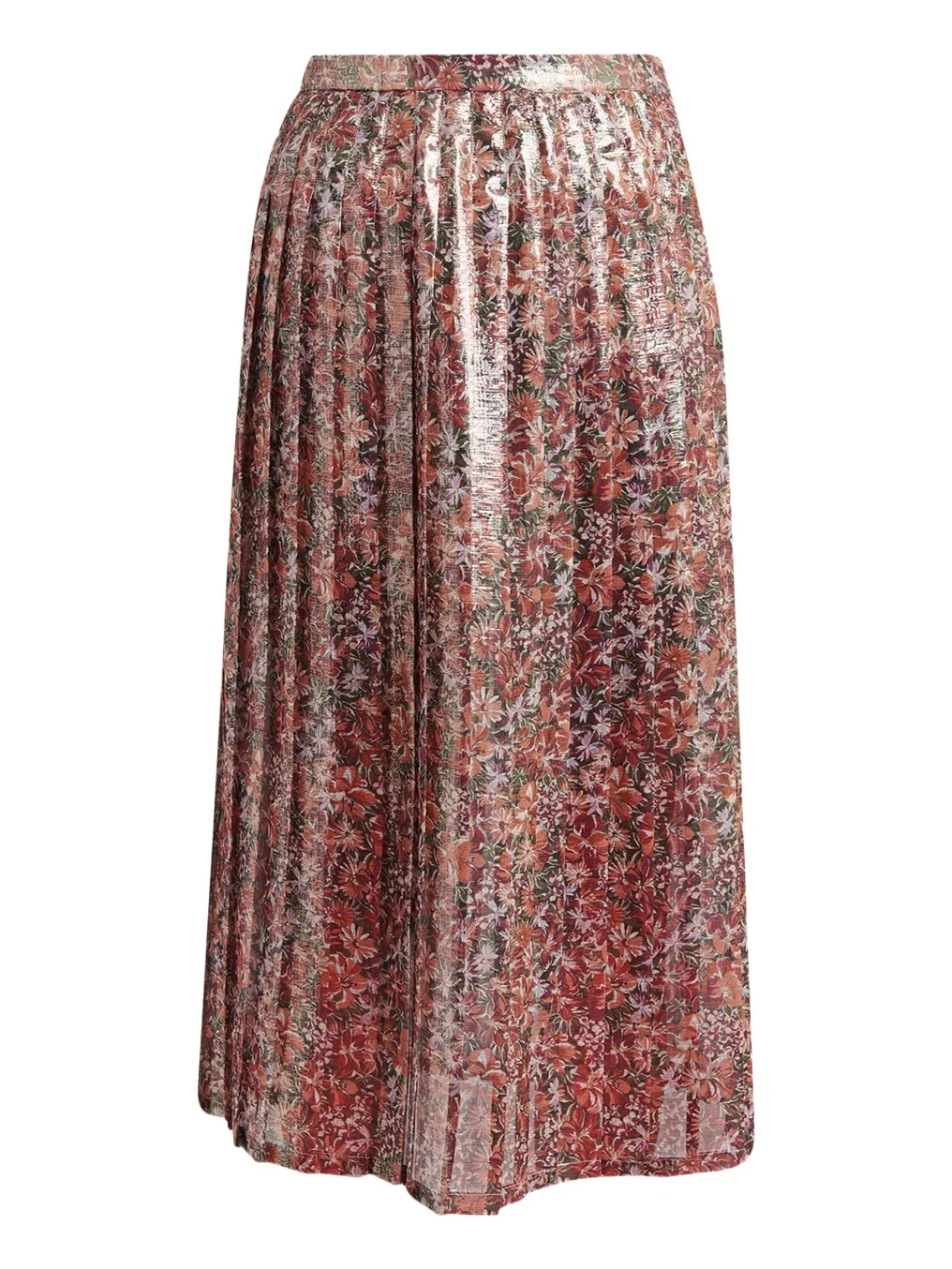 Metallic Silk Floral Pleated Midi-Skirt Metallic Silk Floral Pleated Midi-Skirt