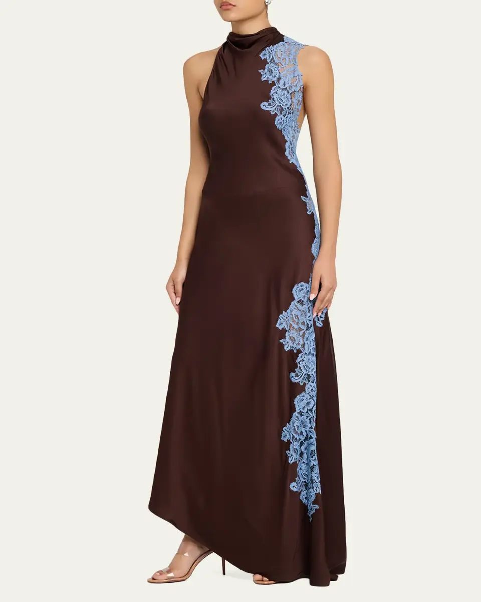A.L.C. Josephine Satin and Lace Maxi Dress | Thumbnail 4
