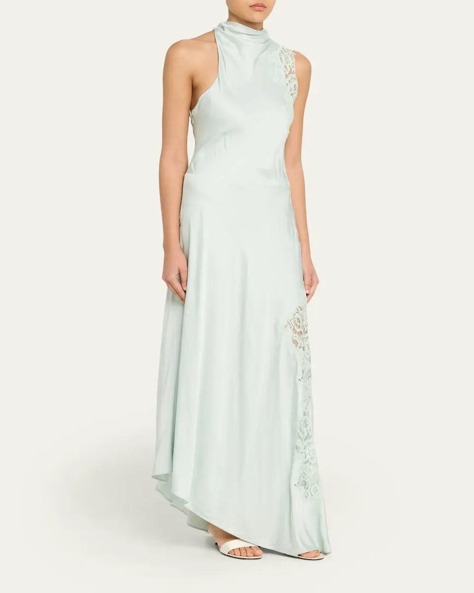 A.L.C. Josephine Satin and Lace Maxi Dress | Thumbnail 8
