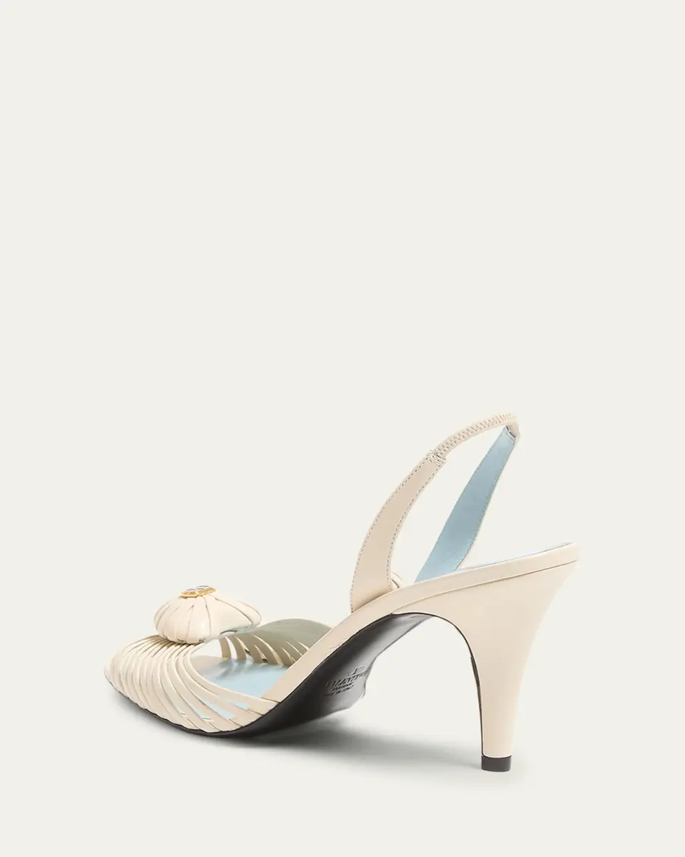 Valentino Garavani 85mm Coeur VLogo Leather Slingback Pumps | Thumbnail 3 Valentino Garavani 85mm Coeur VLogo Leather Slingback Pumps | Thumbnail 3