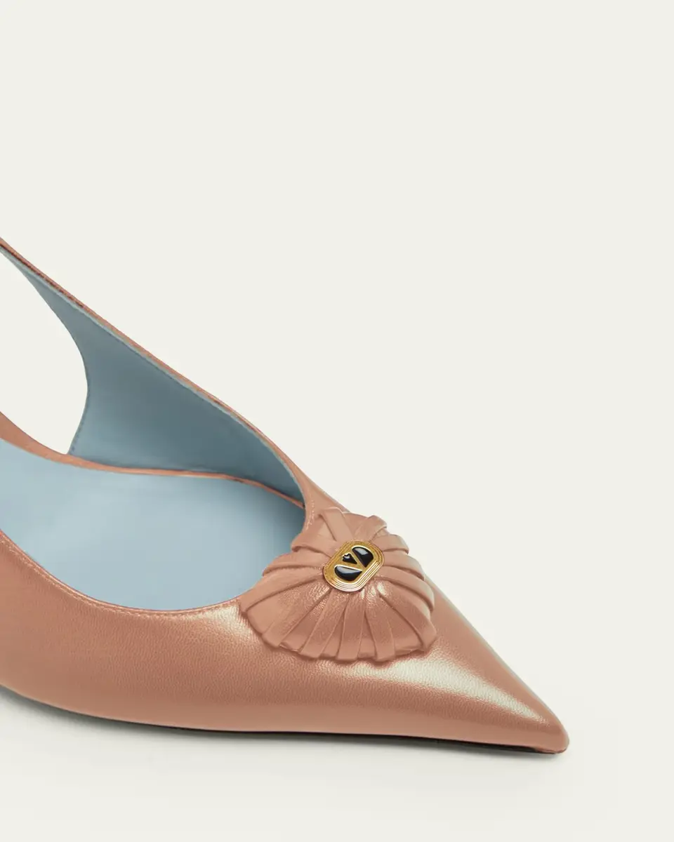 Valentino Garavani 85mm Coeur VLogo Leather Slingback Pumps | Thumbnail 6 Valentino Garavani 85mm Coeur VLogo Leather Slingback Pumps | Thumbnail 6