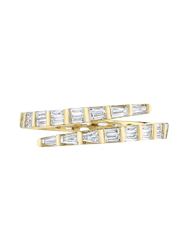 18K Yellow GoldTwo Row Baguette Diamond Coil Ring 18K Yellow GoldTwo Row Baguette Diamond Coil Ring