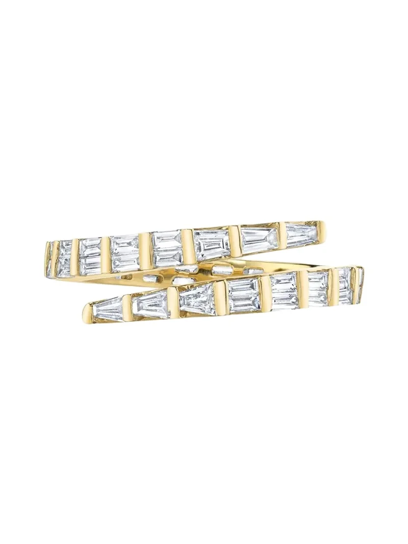 18K Yellow GoldTwo Row Baguette Diamond Coil Ring 18K Yellow GoldTwo Row Baguette Diamond Coil Ring