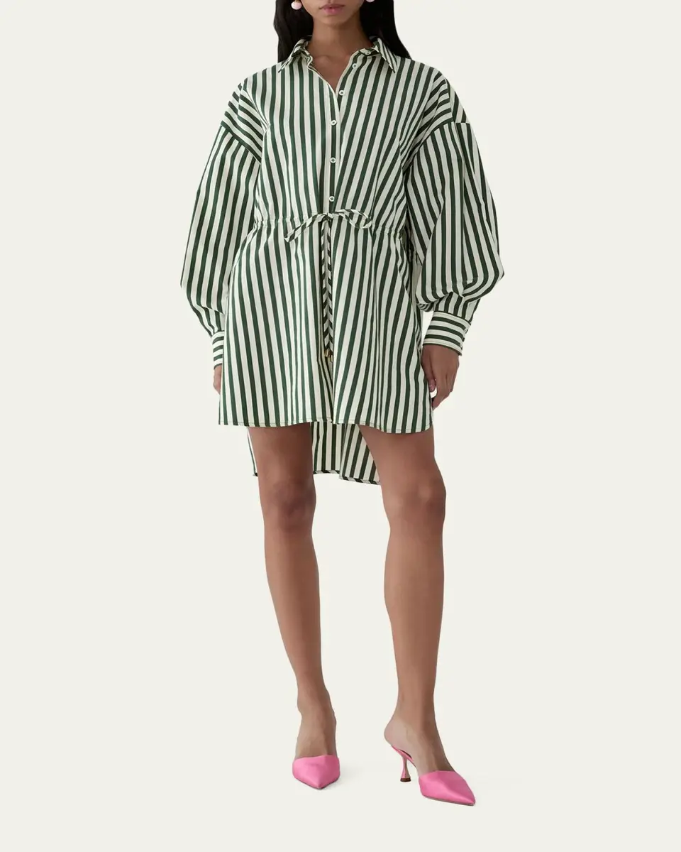 Carolina Herrera Striped Long-Sleeve Drawstring Mini Shirtdress | Thumbnail 2 Carolina Herrera Striped Long-Sleeve Drawstring Mini Shirtdress | Thumbnail 2