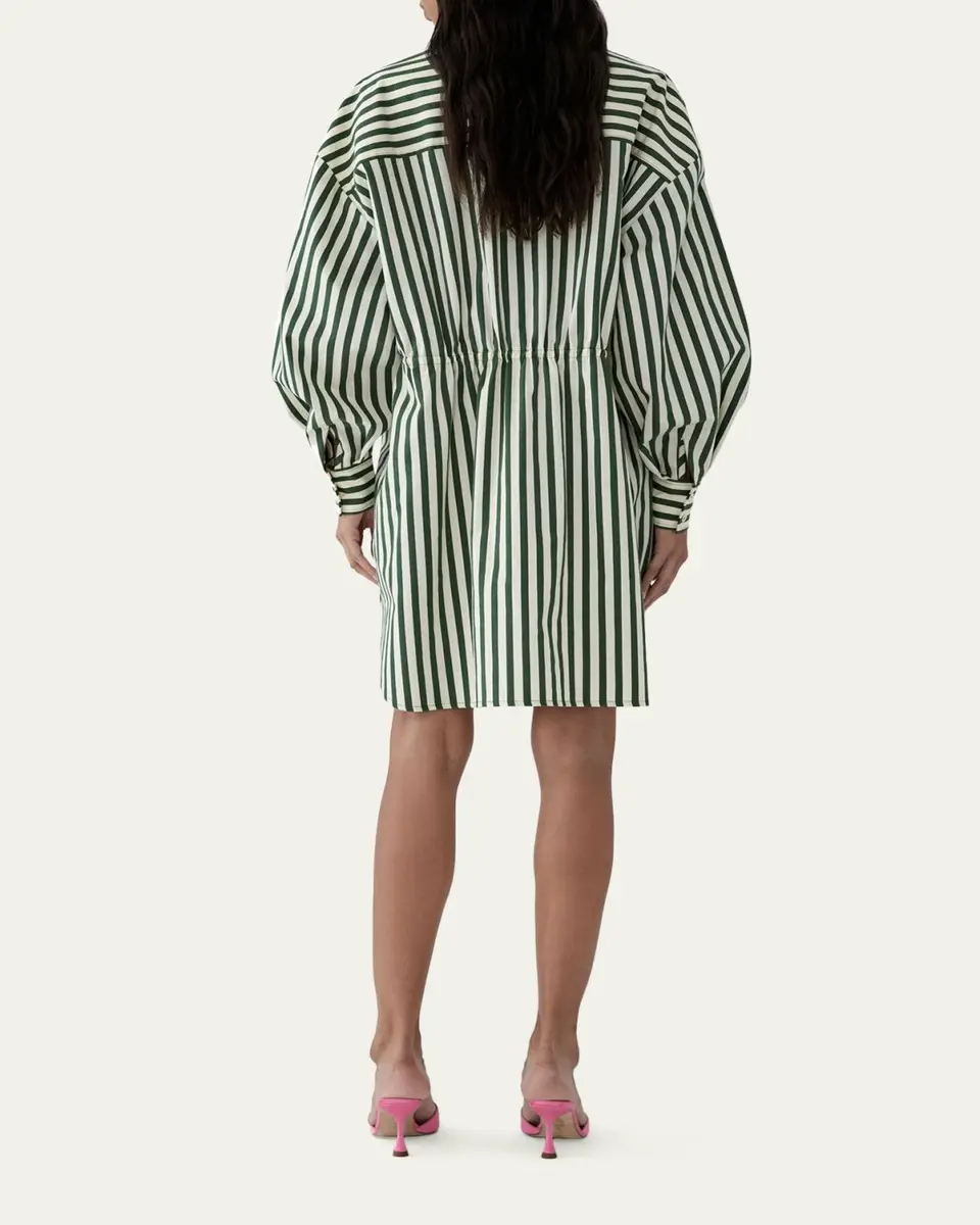 Carolina Herrera Striped Long-Sleeve Drawstring Mini Shirtdress | Thumbnail 3 Carolina Herrera Striped Long-Sleeve Drawstring Mini Shirtdress | Thumbnail 3
