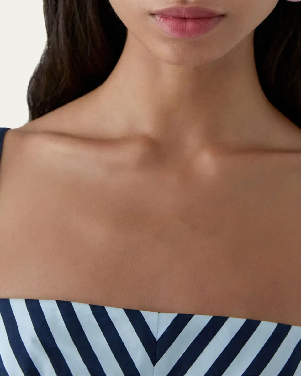 Carolina Herrera Sleeveless Striped Gathered-Waist Midi Dress | Thumbnail 4