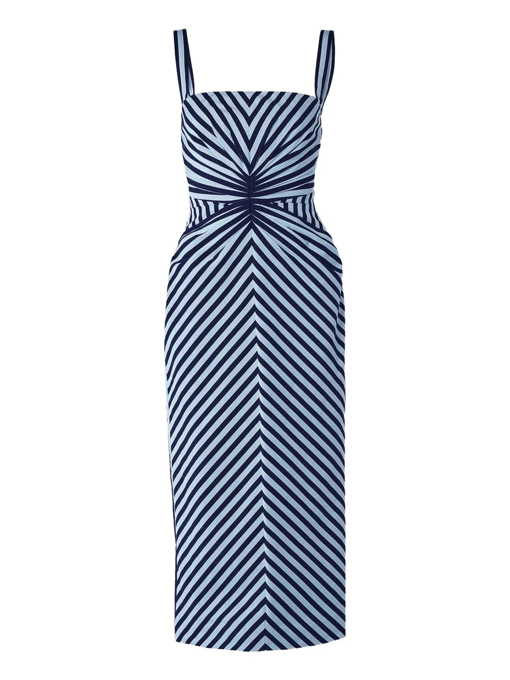 Sleeveless Striped Gathered-Waist Midi Dress Sleeveless Striped Gathered-Waist Midi Dress