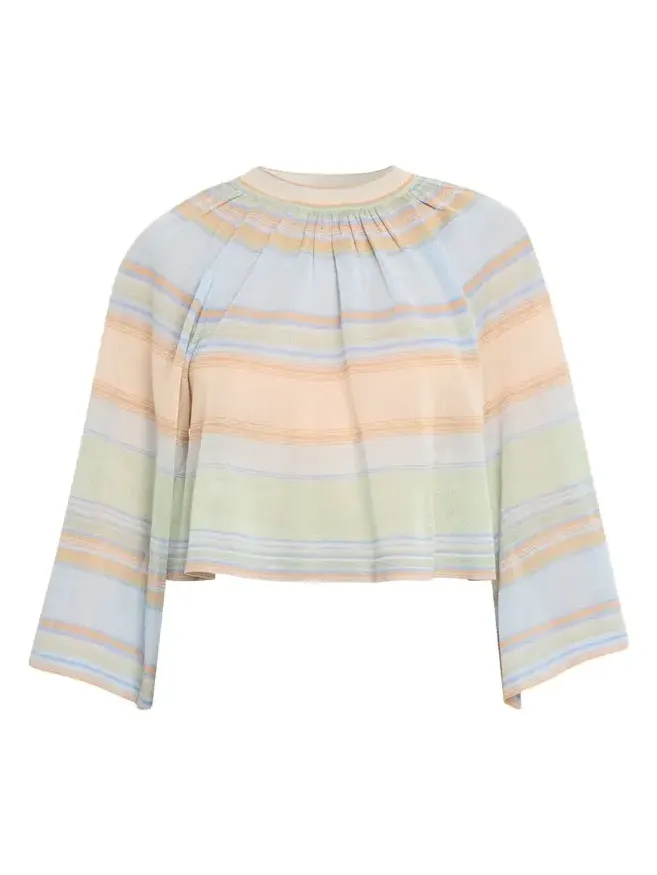 Indra Stripe Bell-Sleeve Top