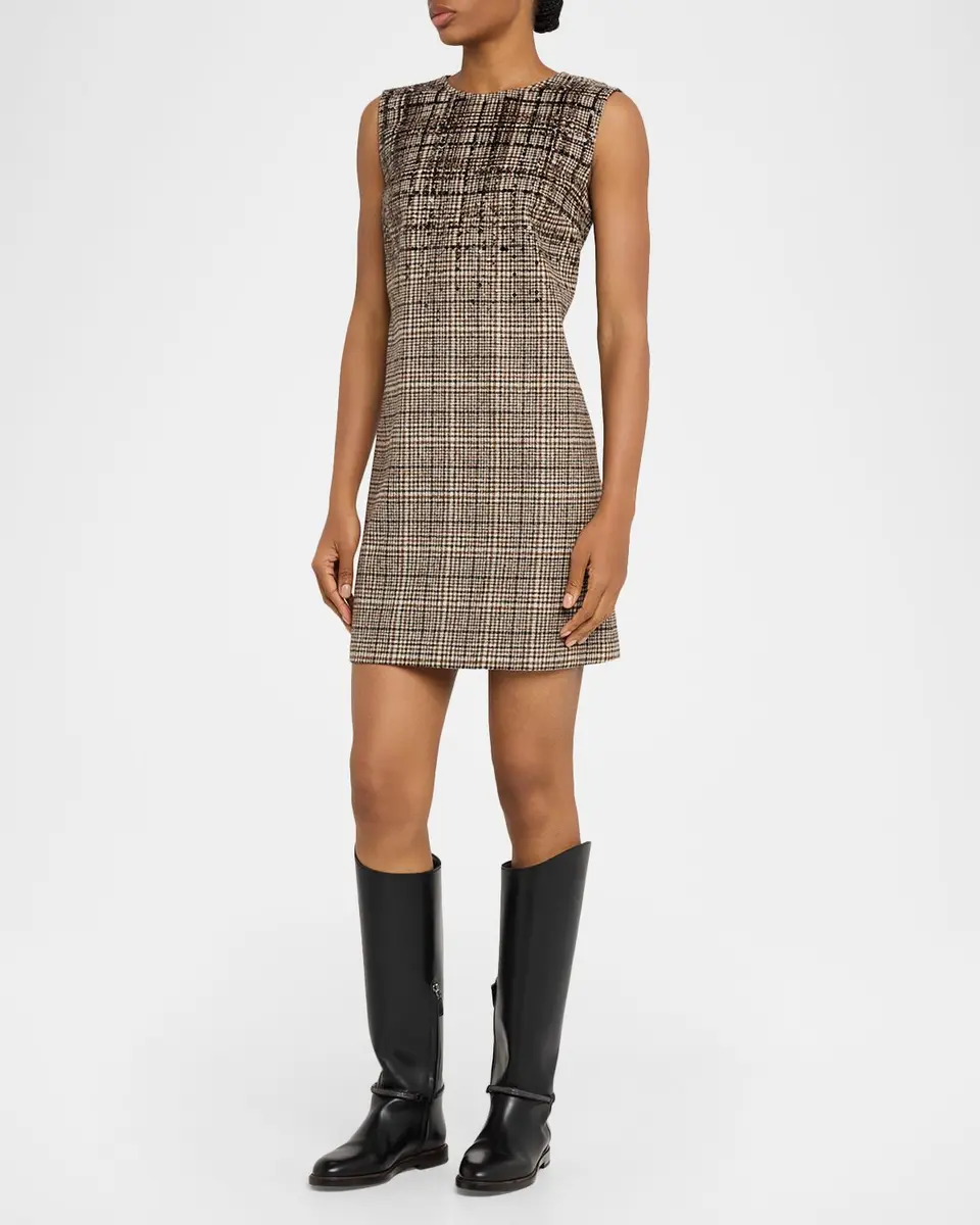 Brunello Cucinelli Sequined Plaid Jacquard Sleeveless Dress | Thumbnail 4 Brunello Cucinelli Sequined Plaid Jacquard Sleeveless Dress | Thumbnail 4