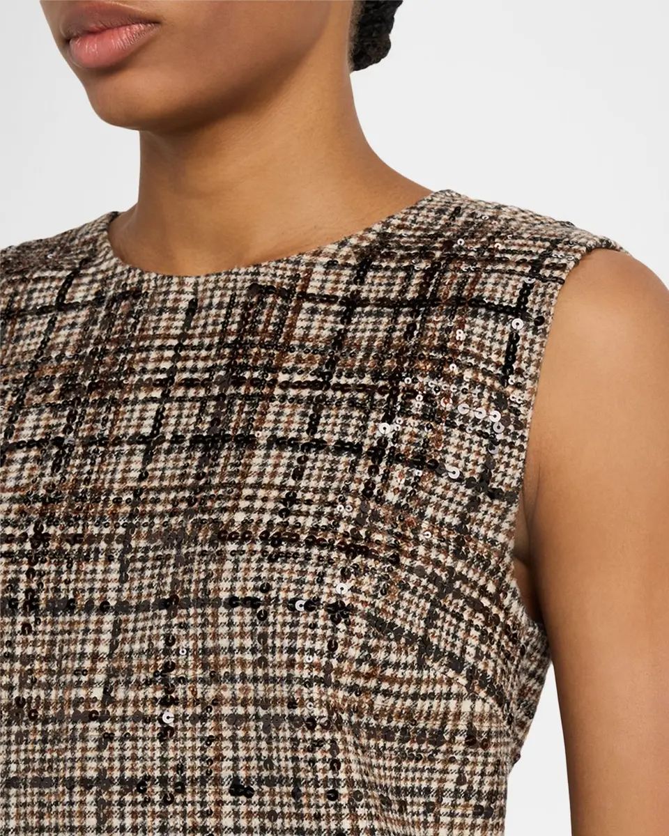Brunello Cucinelli Sequined Plaid Jacquard Sleeveless Dress | Thumbnail 5 Brunello Cucinelli Sequined Plaid Jacquard Sleeveless Dress | Thumbnail 5