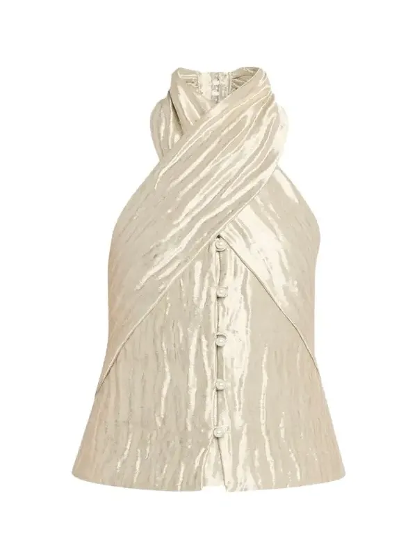 Twisted Metallic Halter Top