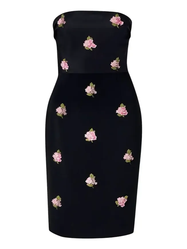 Strapless Floral Embroidered Sheath Dress