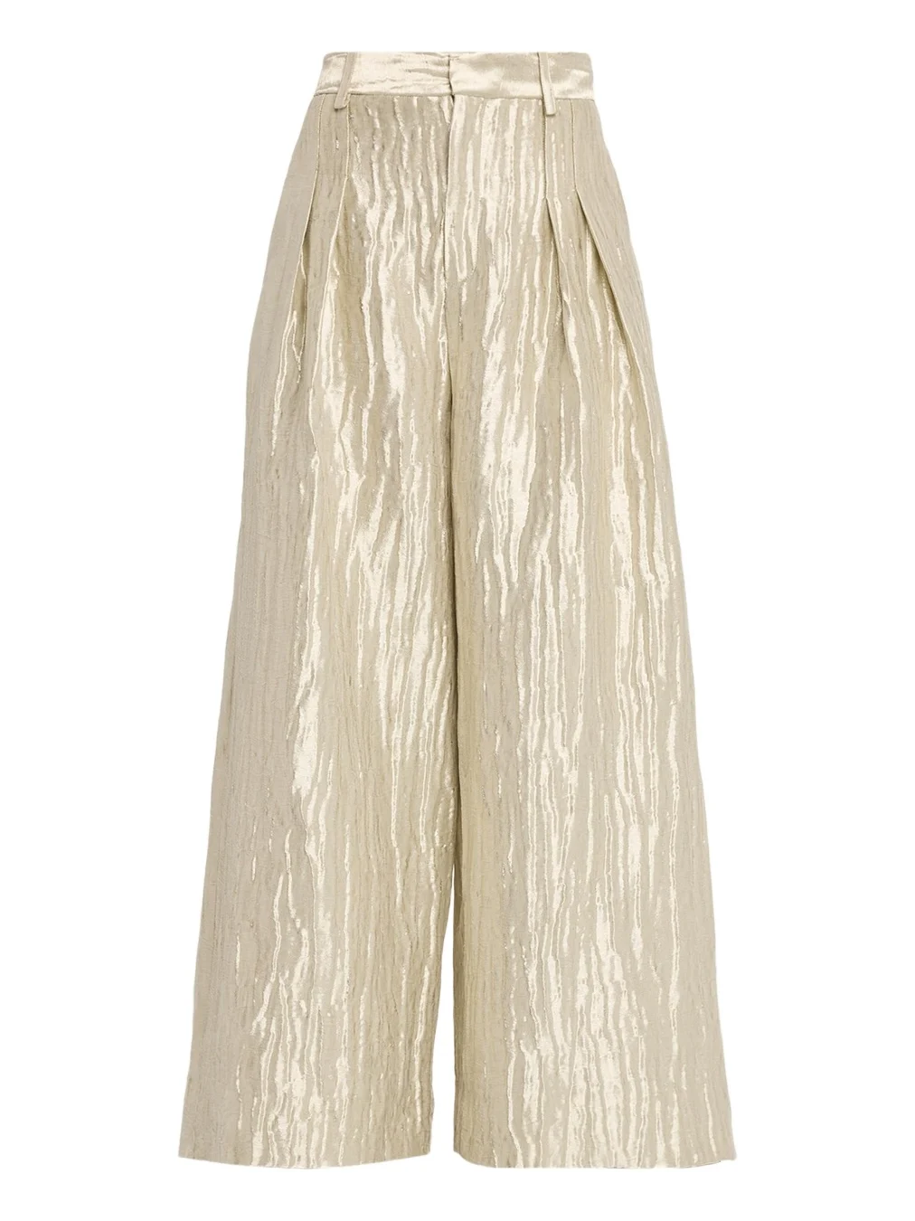 Wide-Leg Metallic Double-Pleat Pants Wide-Leg Metallic Double-Pleat Pants