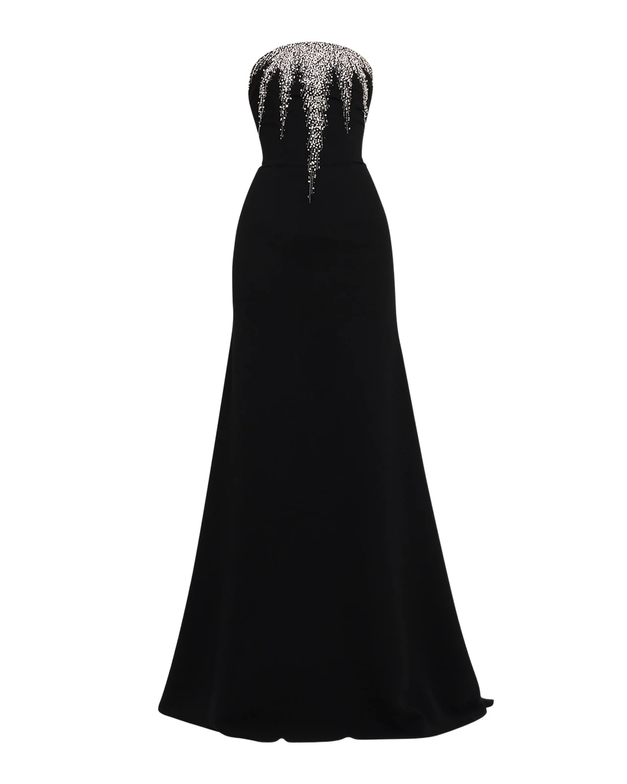 Strapless Crystal-Embellished Crepe Fit-&-Flare Gown