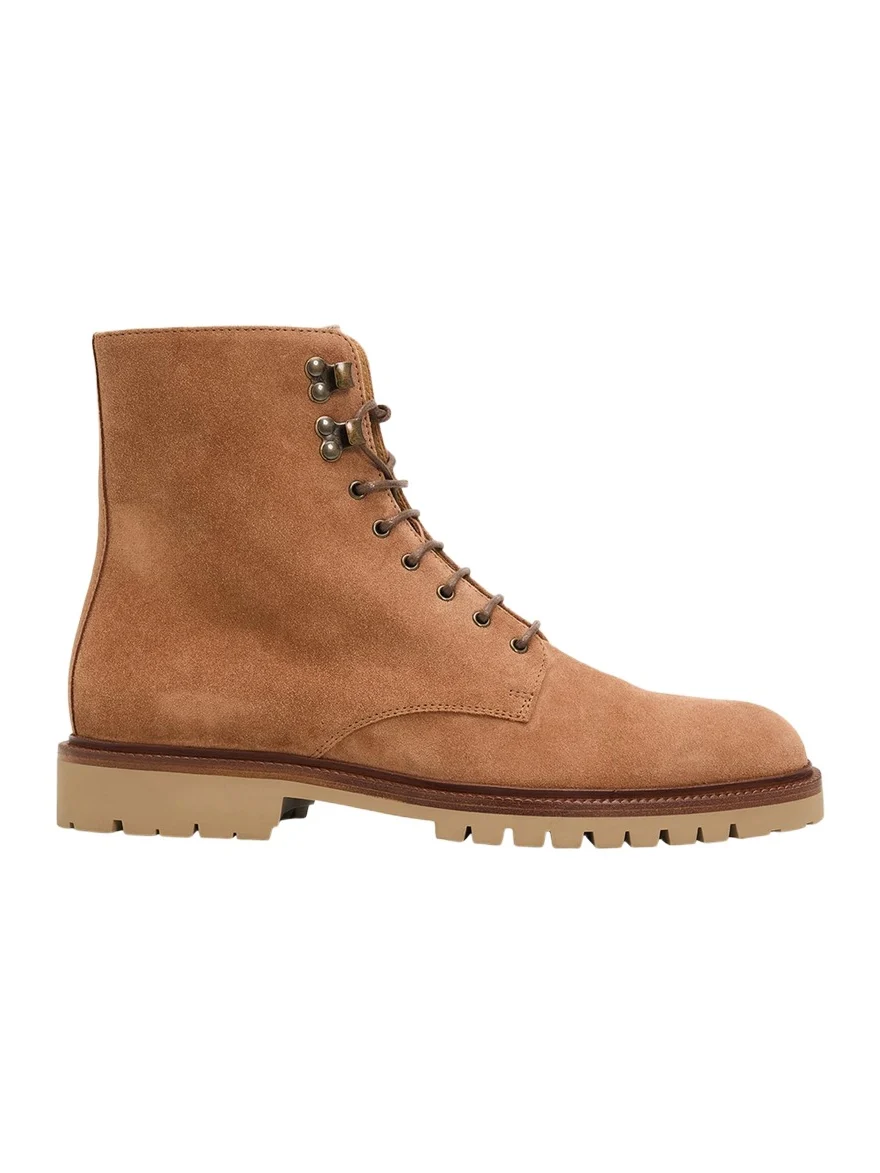 Brunello Cucinelli Men's Suede Lug-Sole Lace-Up Boots